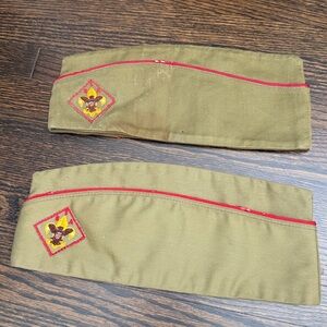2 1970s Vintage Boy Scouts Hat Kids Official BSA Green